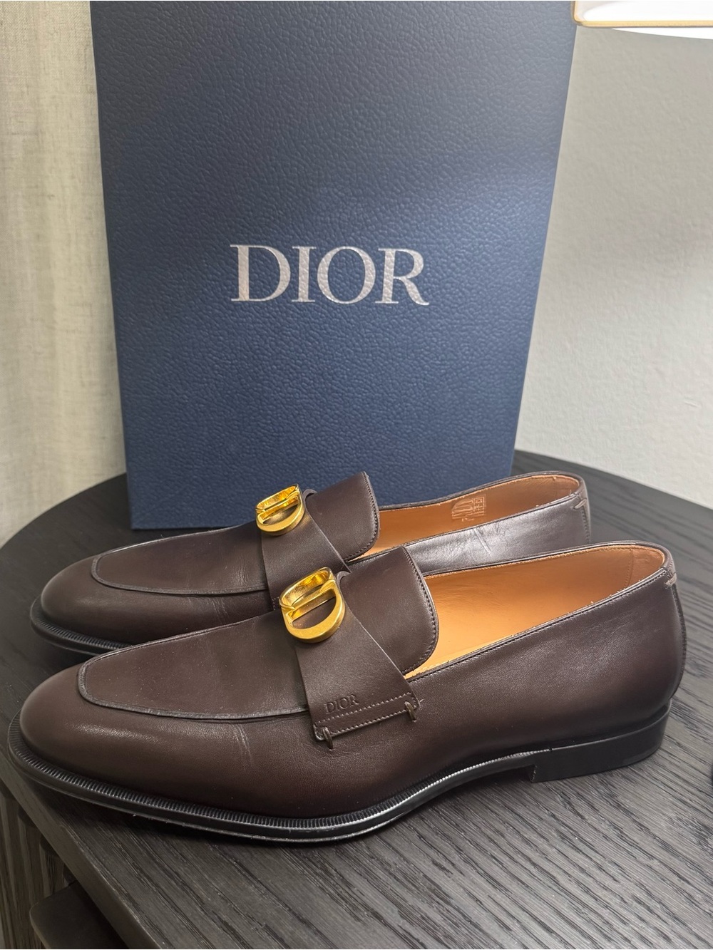 Christian Dior Timeless Loafers Dress Shoes Leather Brown 41 - Picture 2 of 11